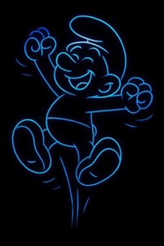 Neon Glæde: Dansende Figur - Bring liv og farve ind i rummet med denne glade neonillustration af en dansende figur. Den lysende karakter skaber en festlig stemning og lyser ethvert hjørne op med sit glade udtryk.