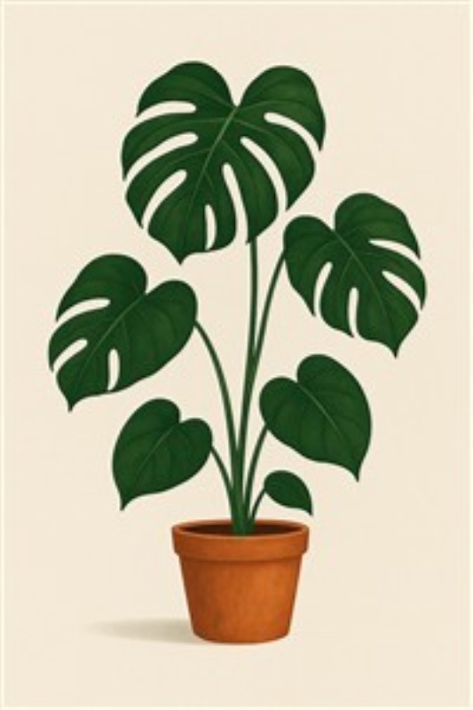 Tropisk Monstera - Et Naturens Mesterstykke - Oplev den frodige skønhed af en Monstera-plante i lerpotte, hvor de store, grønne blade bringer liv og farve ind i dit hjem. Dette kunstværk tilføjer en skøn organisk følelse, perfekt til at skabe en beroligende atmosfære.