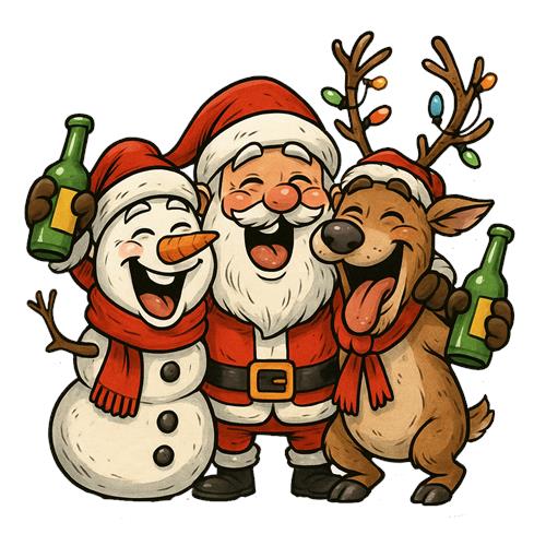 Julefest med Santa, Snemand og Rensdyr