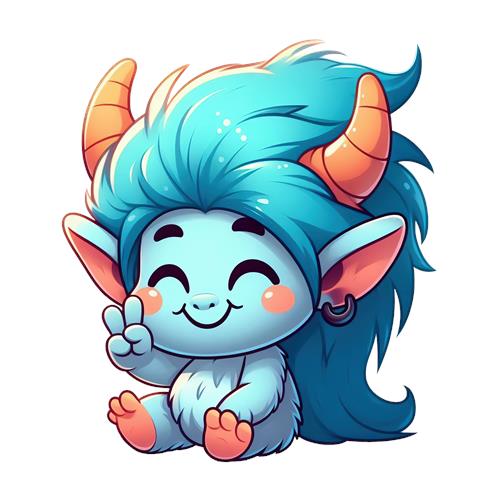 Sødt, farverigt monster med horn