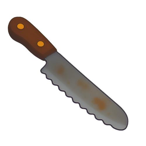 Skarpt brødkniv med slidt blad