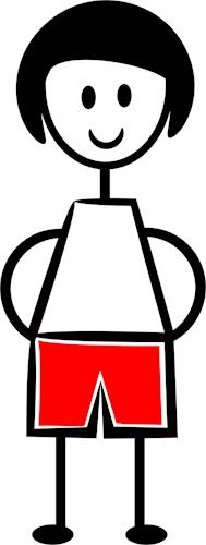 Logo med rød tekst og grafisk element