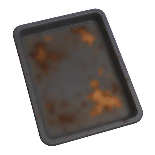 Slidt bageplade med rustpletter