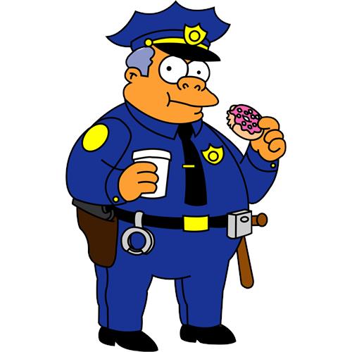 Tegneserie Politibetjent med Donut