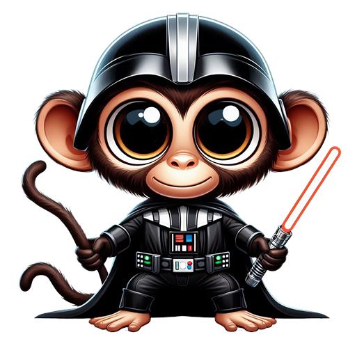 Sød abe som Darth Vader