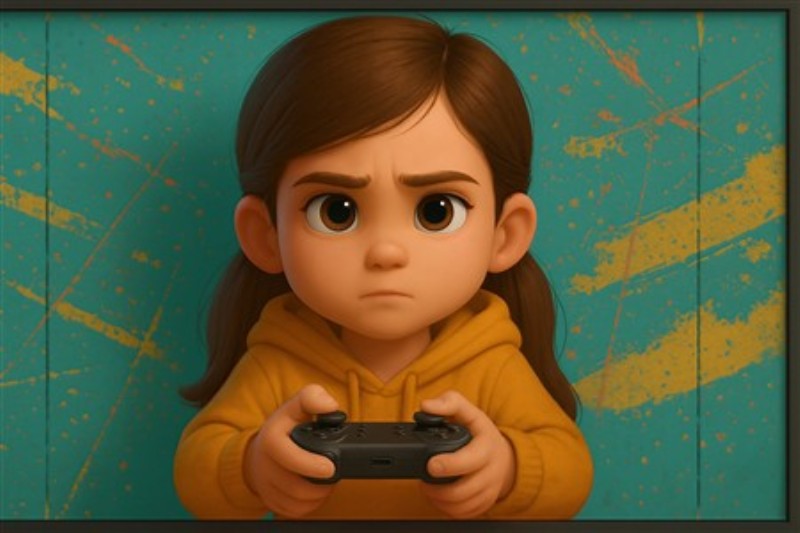 Fokuseret Gamer i Spillets Verden - Oplev intensiteten i gaming med dette fantastiske motiv af en ung pige, der er klar til at tage kampen op. Hendes koncentration og dedikation gør dette billede til en perfekt tilføjelse til ethvert børneværelse eller teenageværelse, hvor eventyret i spillet venter.