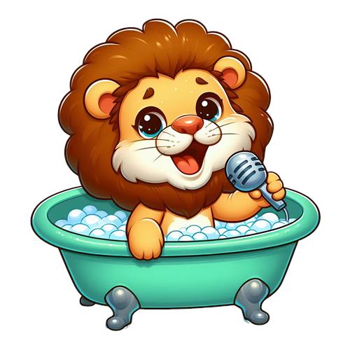 Sangende løve i badekar