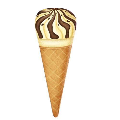 Lækkert isvaffel med chokolade og vanilje